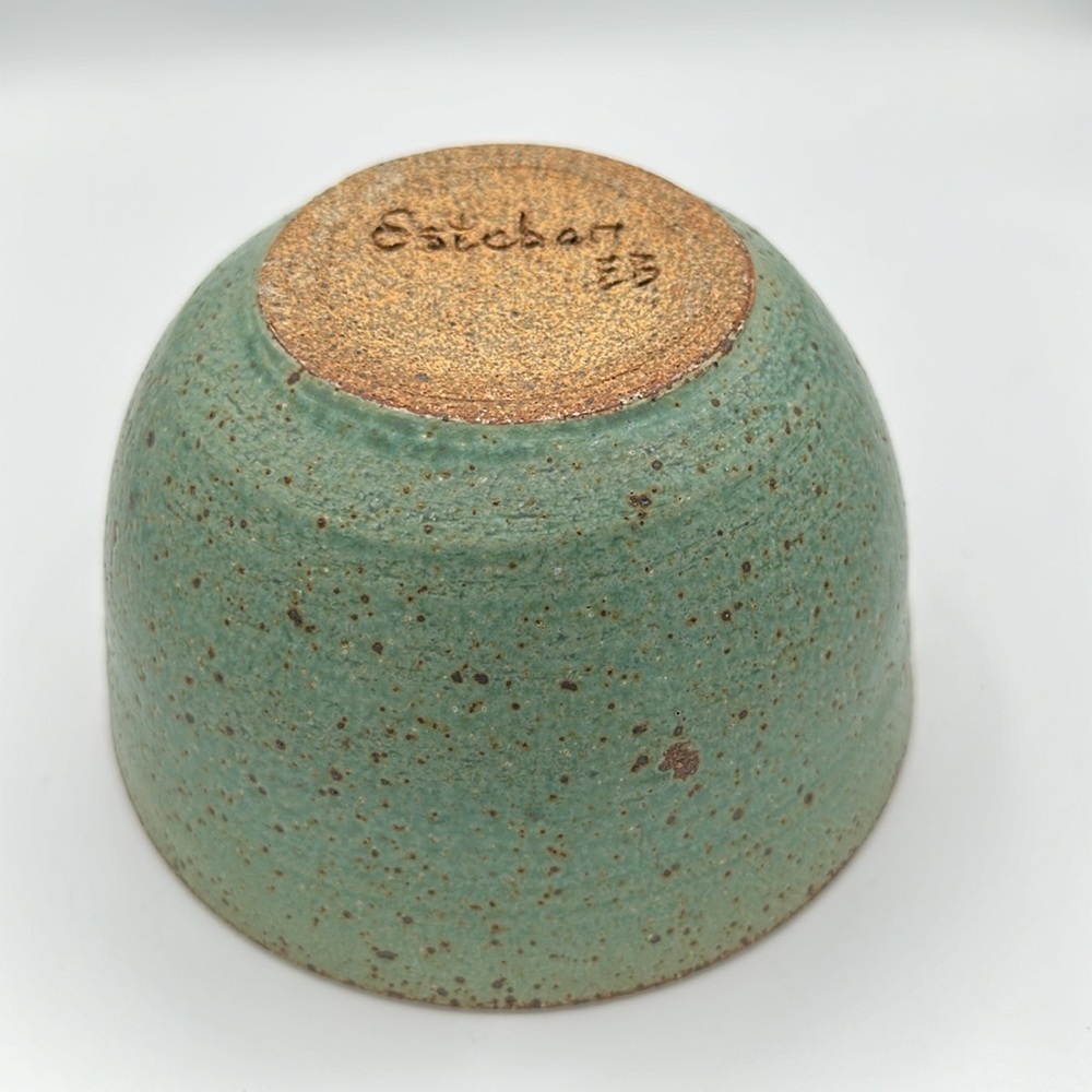 Green and brown ceramic bowl - Picture 5 of 6